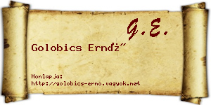 Golobics Ernő névjegykártya