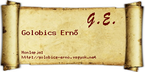 Golobics Ernő névjegykártya